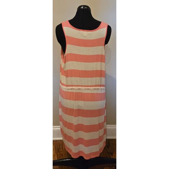 Olive & Oak Striped Tank Dress Coral White Short Elastic Drawstring Waist XL - Picture 4 of 8